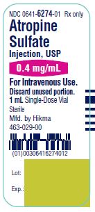 Atropine 0.4mg Vial Label