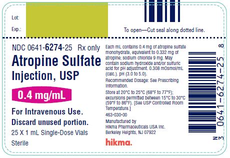 Atropine 0.4mg Carton Label