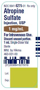 Atropine 1mg Vial Label