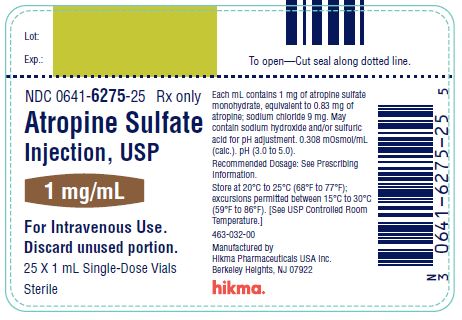 Atropine 1mg Carton Label