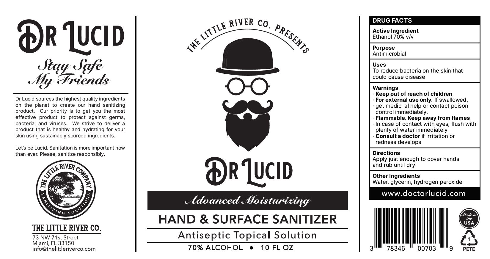 Dr Lucid 70 Ethanol 10oz Liquid Label