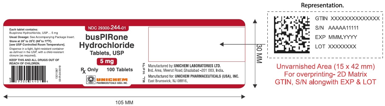 Buspirone Hydrochloride Tablets USP, 5 mg - 100's count