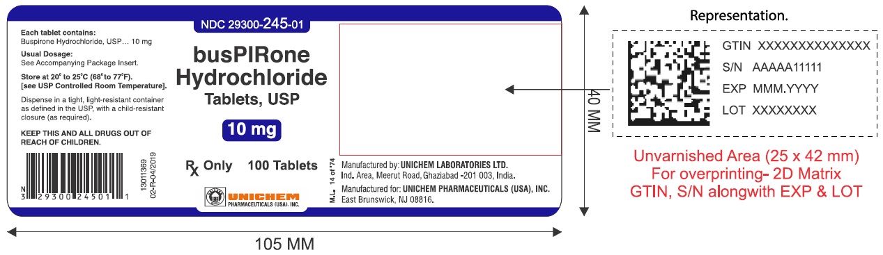 Buspirone Hydrochloride Tablets USP, 10 mg - 100's count