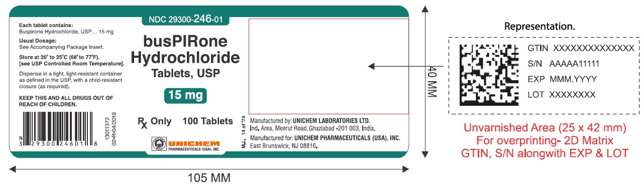 Buspirone Hydrochloride Tablets USP, 15 mg - 100's count