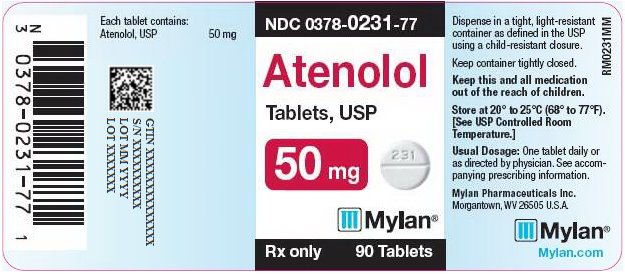 Atenolol Tablets 50 mg Bottle Label