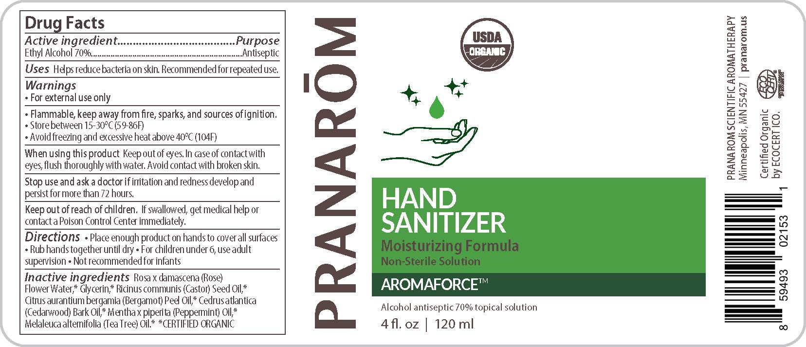 4 Oz Size Pranarom Hand Sanitizer