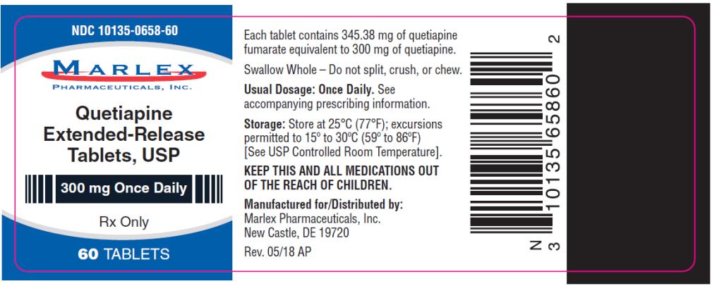PRINCIPAL DISPLAY PANEL
NDC: <a href=/NDC/10135-0658-6>10135-0658-6</a>0
Quetiapine 
Extended-Release 
Tablets, USP
300 mg Once Daily
60 TABLETS
Rx Only
