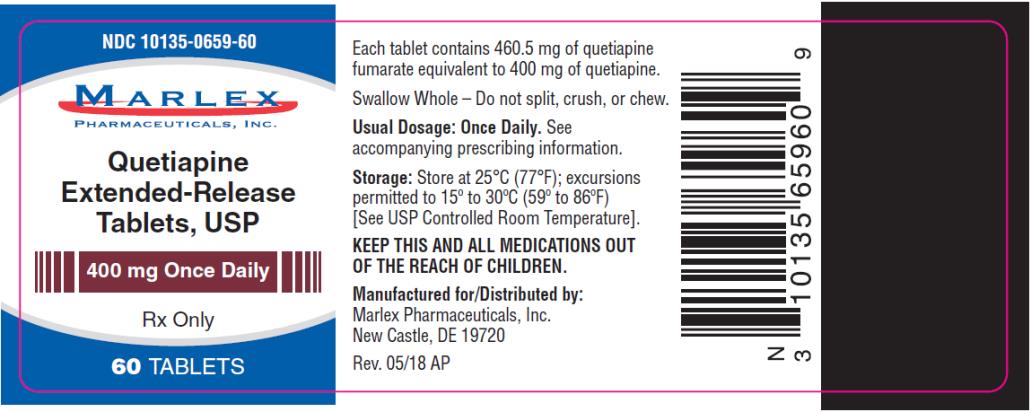 PRINCIPAL DISPLAY PANEL
NDC: <a href=/NDC/10135-0659-6>10135-0659-6</a>0
Quetiapine 
Extended-Release 
Tablets, USP
400 mg Once Daily
60 TABLETS
Rx Only
