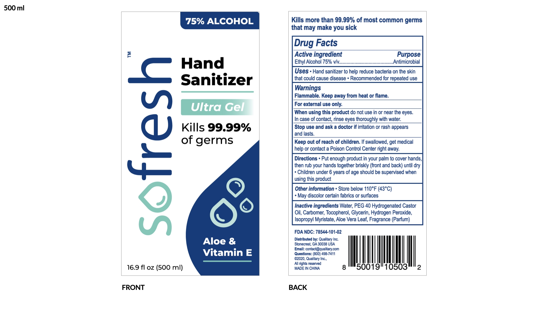 SoFresh Hand Sanitizer Ultra Gel 16.9 Oz