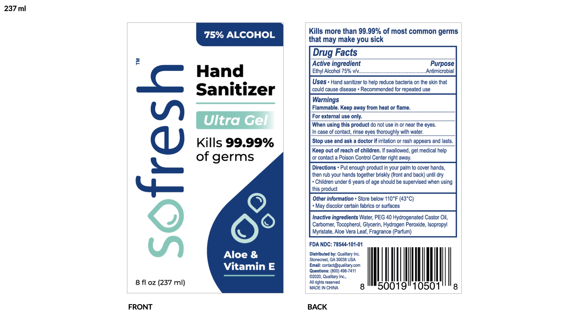 SoFresh Hand Sanitizer Ultra Gel 8 Oz