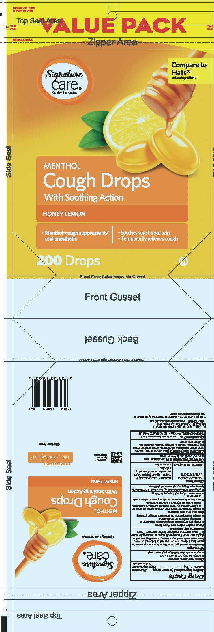 Signature Care Honey Lemon 200ct Cough Drops
