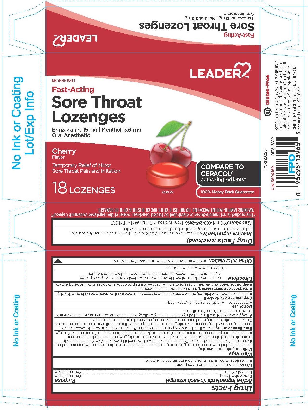 Leader Cherry Benzocaine 18ct Throat Lozenge