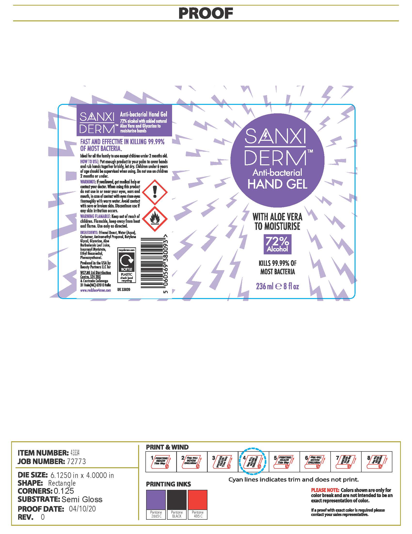 Packaging Label-SANXIDERM Anti-bacterial Hand Gel