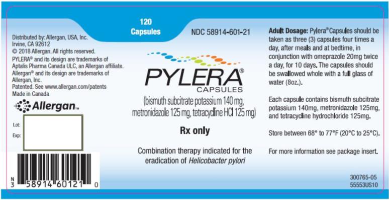 Principal Display Panel 
Pylera 120 count label
NDC: <a href=/NDC/58914-601-21>58914-601-21</a>
Rx Only
