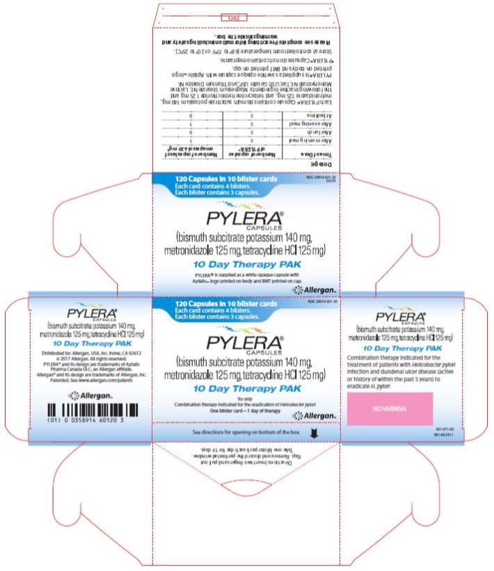 PRINCIPAL DISPLAY PANEL
Pylera Blister 10 Day Therapy Pak
120 Capsules in 10 blister cards
NDC  58914-601-20
Rx Only
