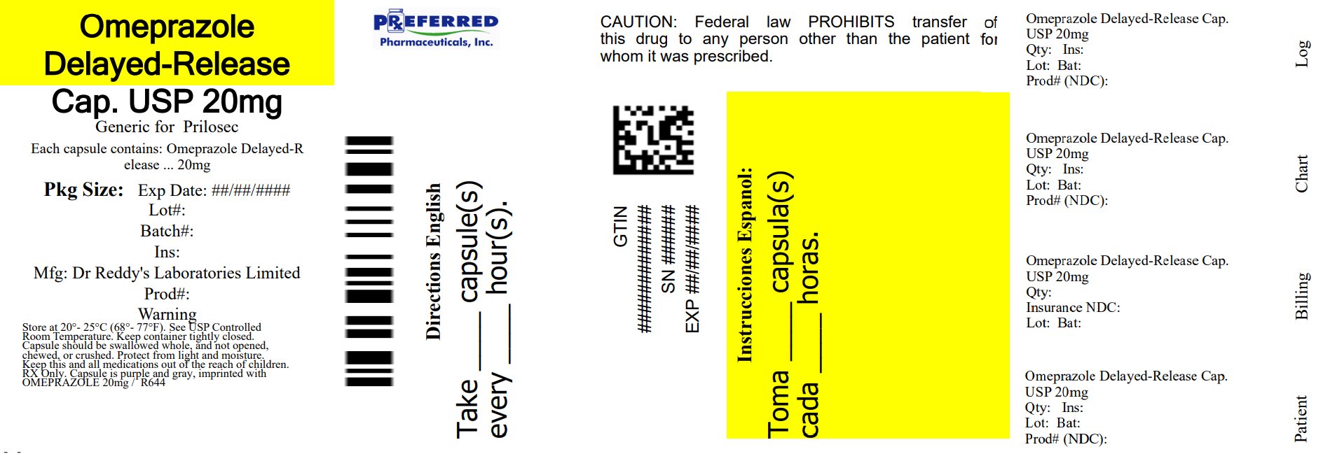 Omeprazole Delayed-Release Cap USP 20mg 