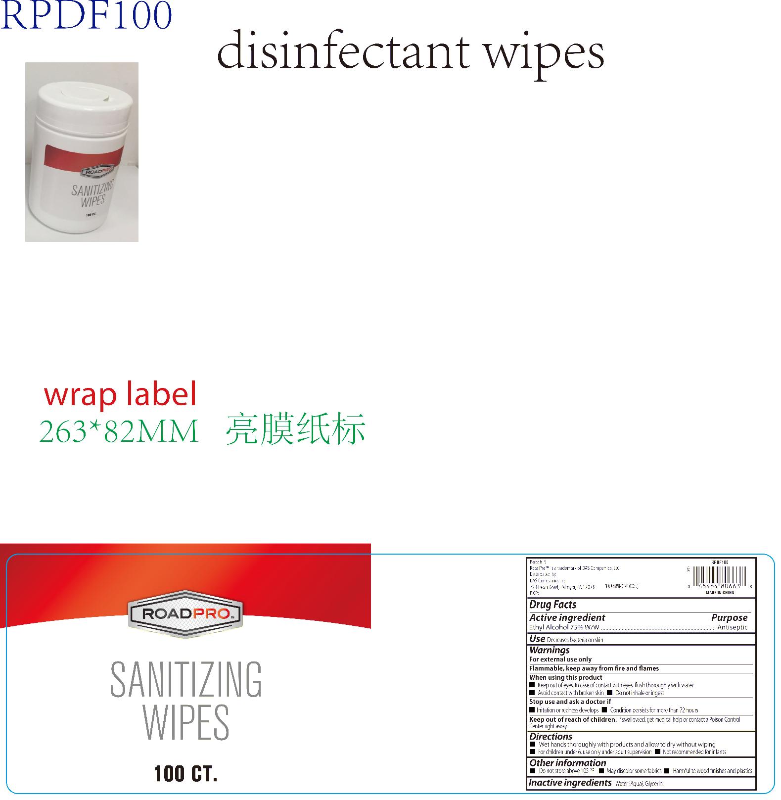 100ct wipes label