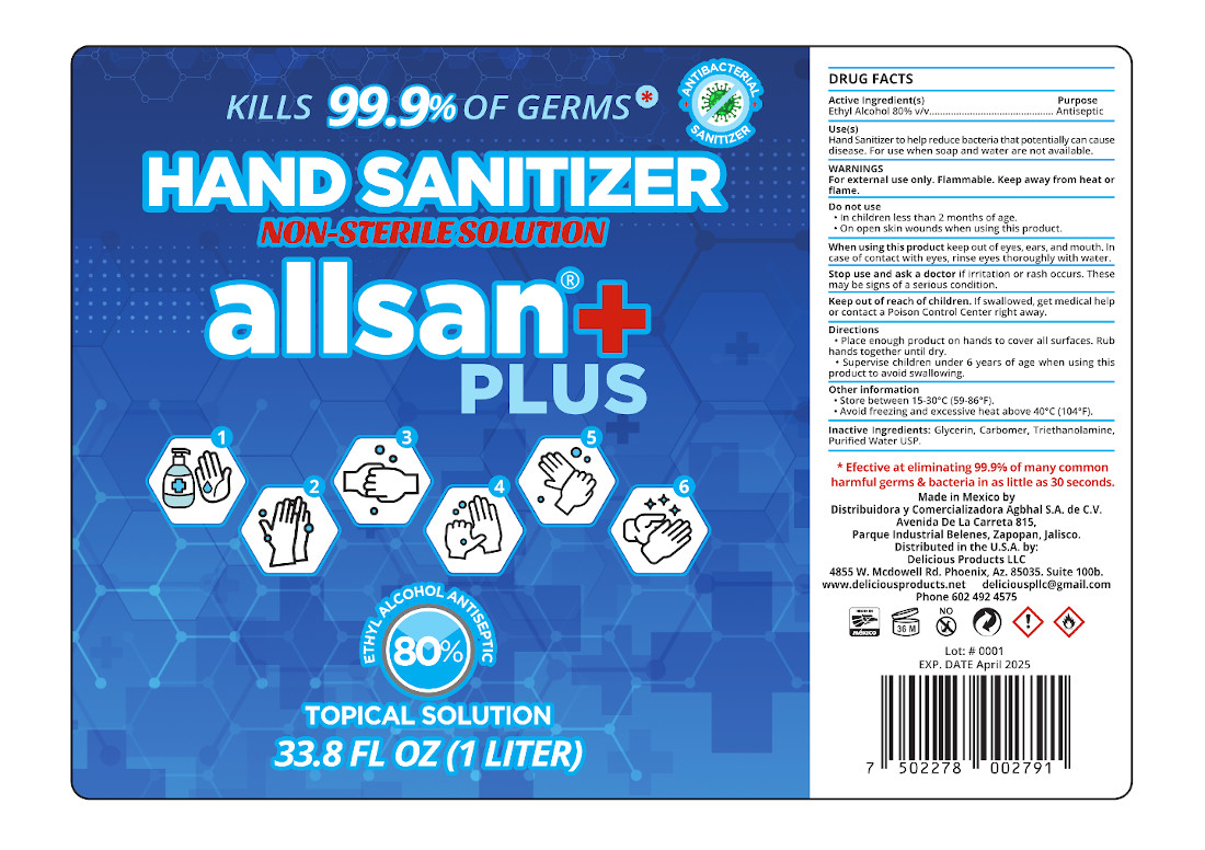 Allsan + Plus Hand sanitizer 33.8 fl oz (1 liter)