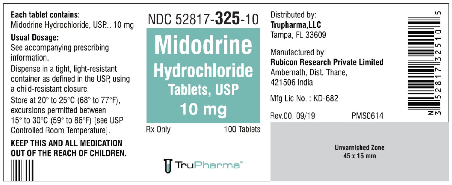 Midodrine Hydrochloride Tablets, USP 10mg - 100 Tablets - NDC: <a href=/NDC/52817-325-10>52817-325-10</a>