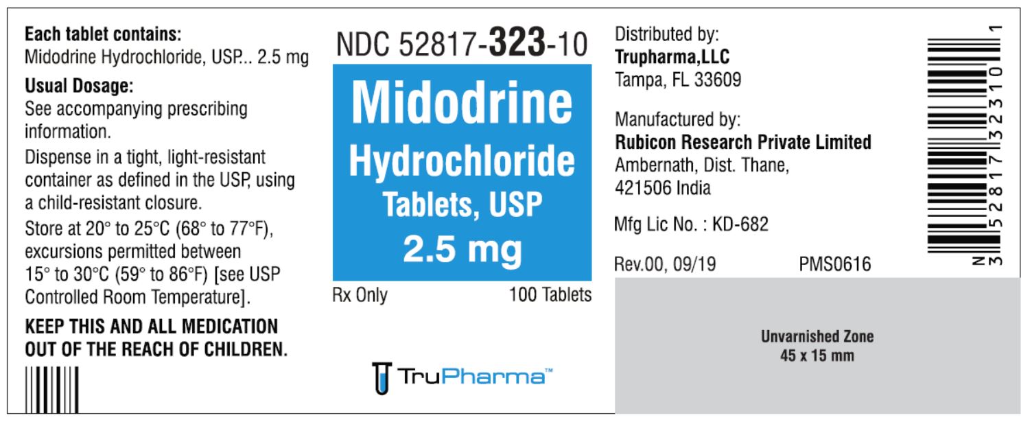Midodrine Hydrochloride Tablets, USP 2.5mg - 100 Tablets - NDC: <a href=/NDC/52817-323-10>52817-323-10</a>