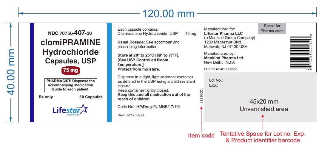 Clomipramine Hydrochloride Capsules, USP 75 mg Bottle Label