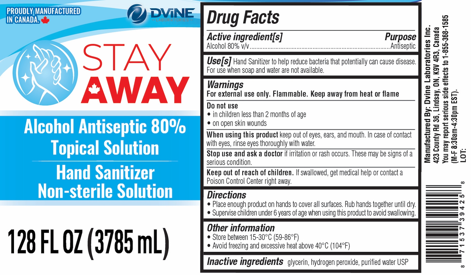 Stay Away 3785 ml label