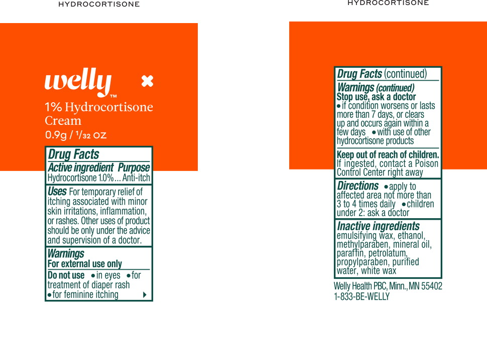 Principal Display Panel - Welly Health Hydrocortisone Cream Pouch Label
