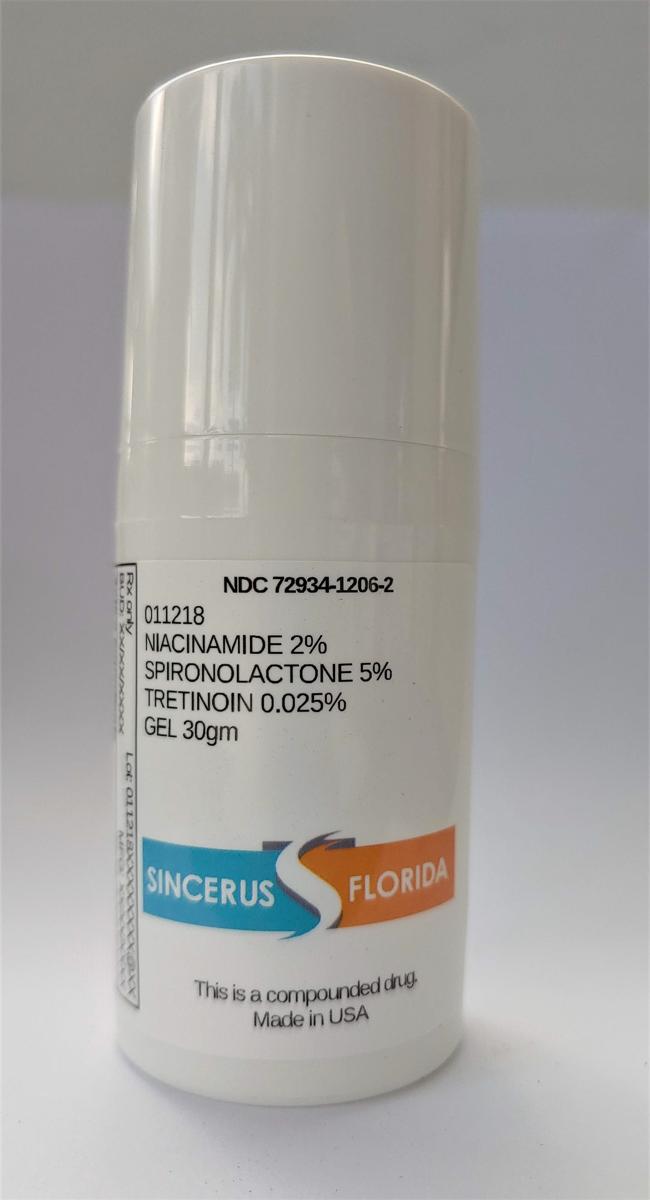 011218 NIACINAMIDE 2% / SPIRONOLACTONE 5% / TRETINOIN 0.025% gel