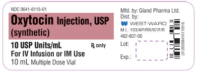 NDC: <a href=/NDC/0641-6115-01>0641-6115-01</a> Oxytocin Injection, USP (synthetic) 10 USP Units/mL For IV Infusion or IM Use 10 mL Multiple Dose Vial