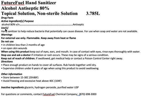 Ethanol Hand Sanitizer - Gallon