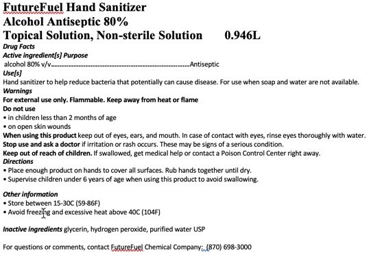 Ethanol Hand Sanitizer- Quart