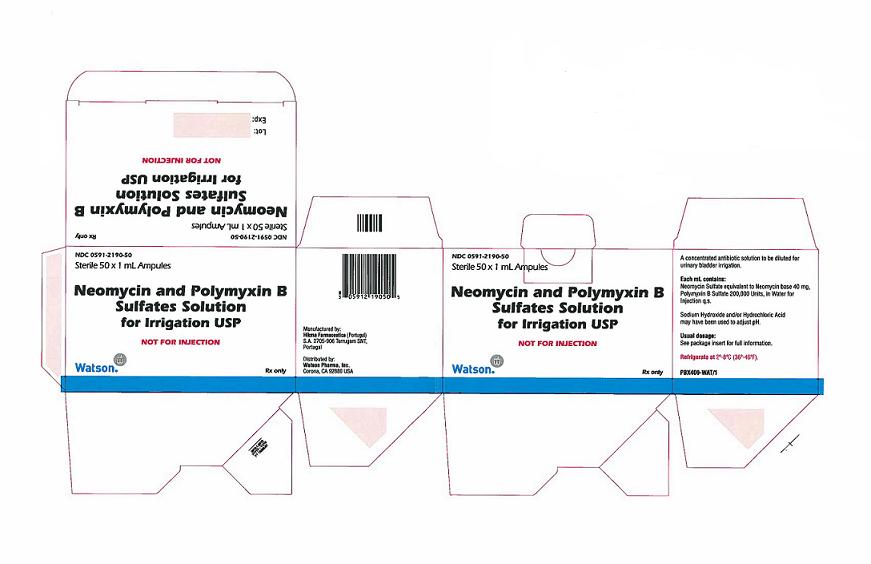 0591-2190-50 Sterile 50x 1 mL Ampules Neomycin and Polymyxin B Sulfates Solution for Irrigation USP NOT FOR INJECTION Rx Only