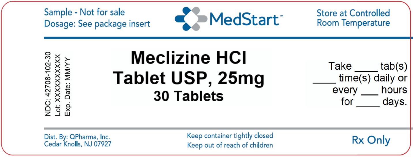 42708-102-30 Meclizine HCl Tablet USP 25mg x 30