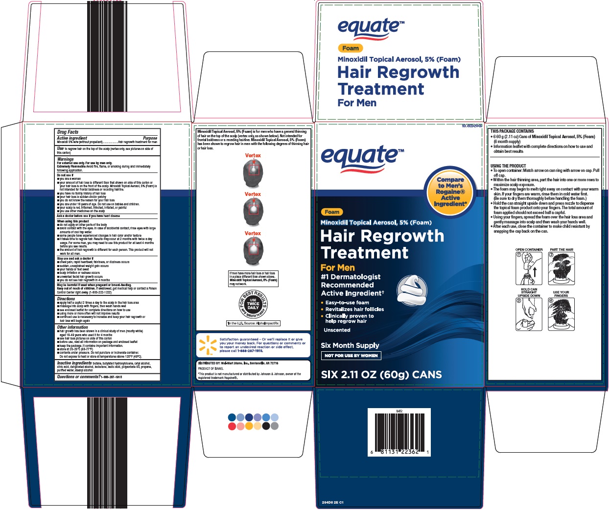 EQUATE HAIR REGROWTH TREATMENT- minoxidil aerosol, foam