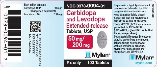 Carbidopa and Levodopa Extended-Release Tablets, USP 50 mg/200 mg Bottle Label