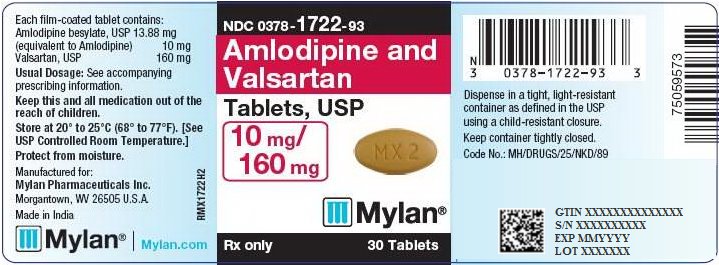 Amlodipine and Valsartan Tablets 10 mg/160 mg Bottle Label