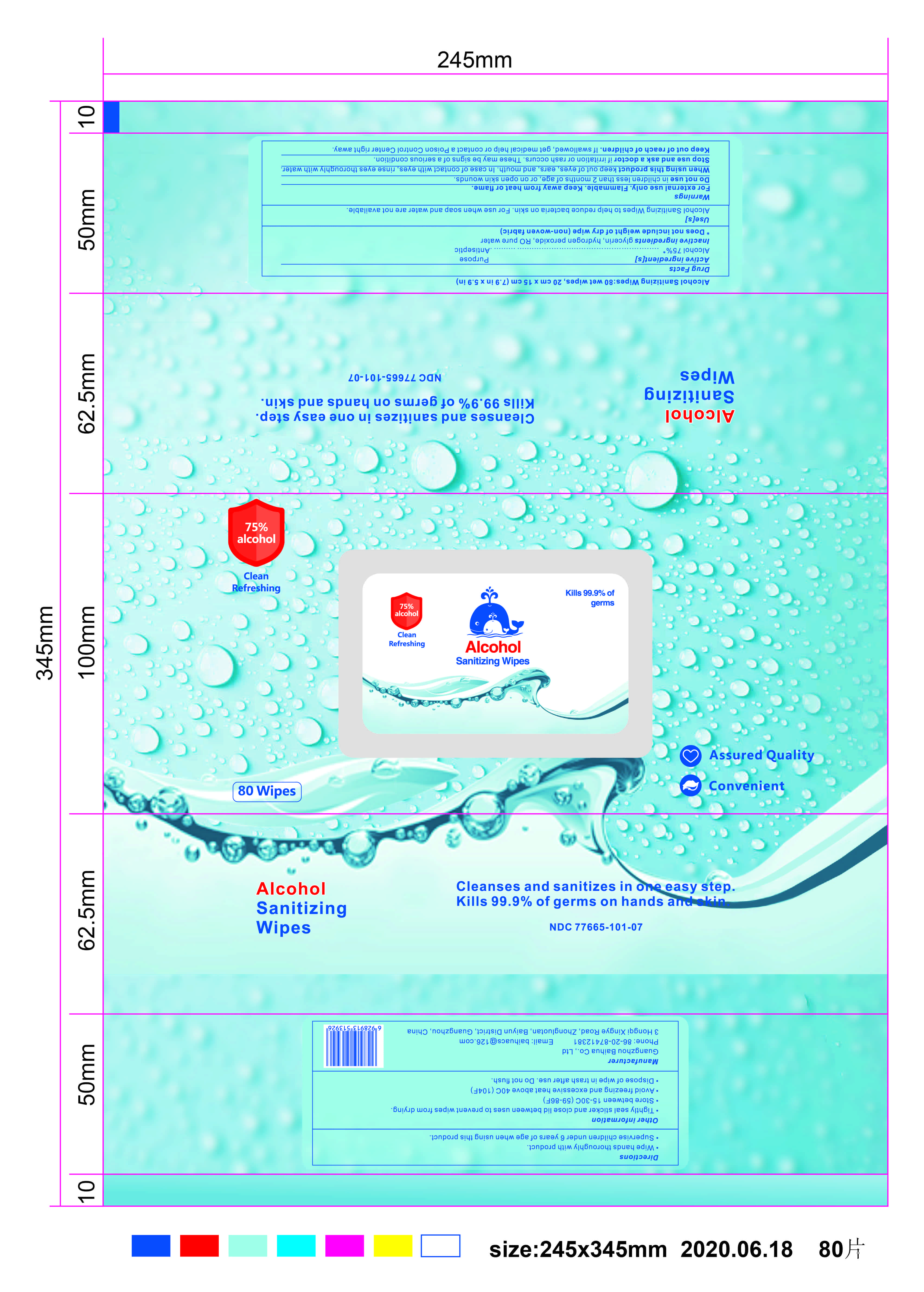 Alcohol Sanitizing Wipes 80 b Label