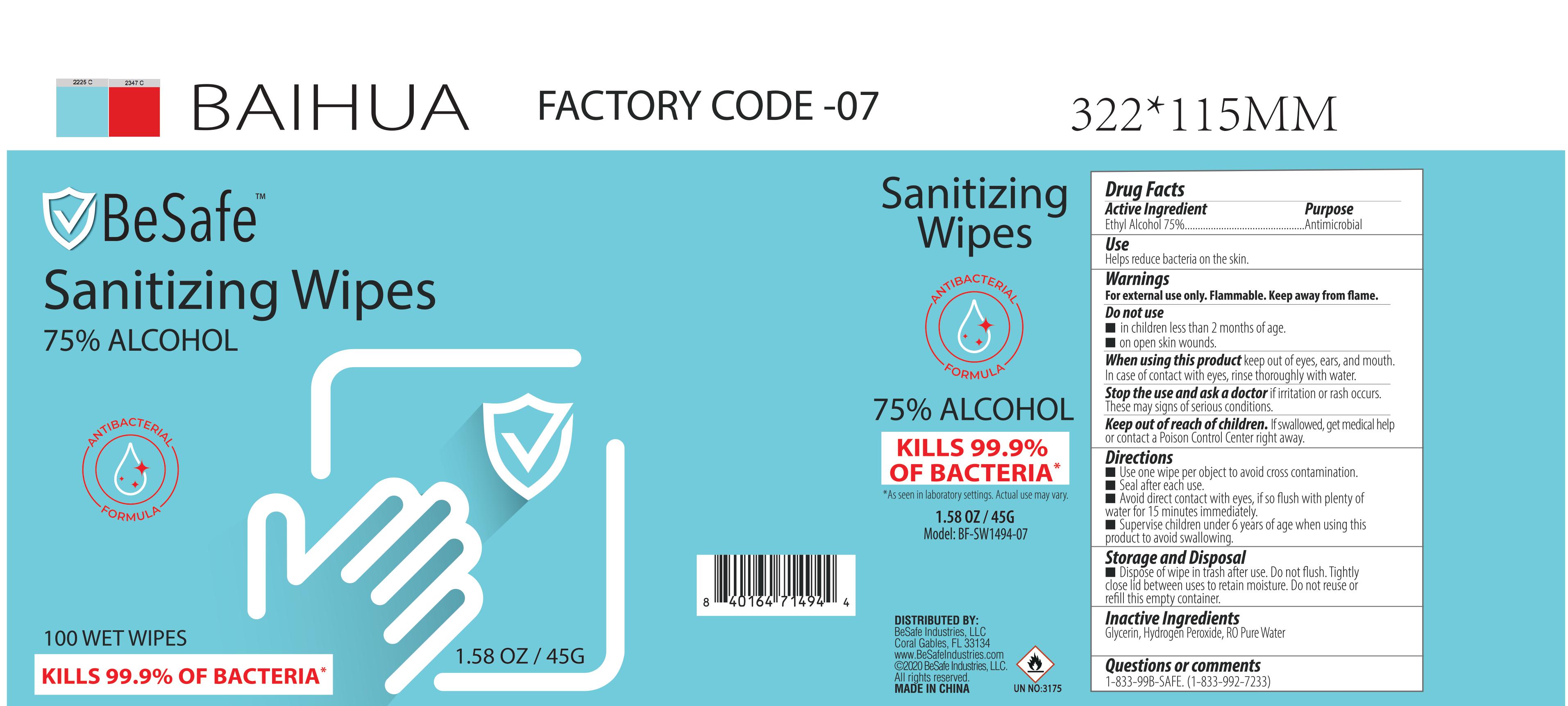 BeSafe Canister 100 Wipes Label