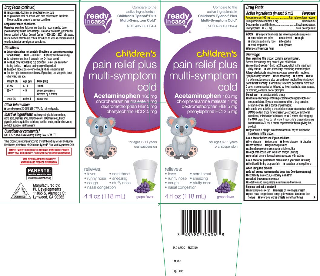 Acetaminophen 160 mg, Chlorpheniramine Maleate 1 mg, Dextromethorphan HBr 5 mg, Phenylephrine HCl 2.5 mg