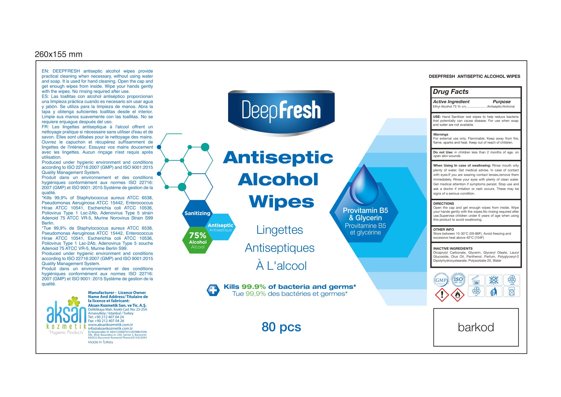 DEEP FRESH ANTISEPTIC ALCOHOL WIPES alcohol cloth
