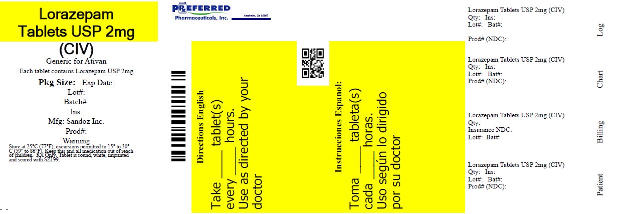 Lorazepam Tablets USP 2mg (CIV)
