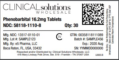 Phenobarbital 16.2mg Tablet 30 count blister card