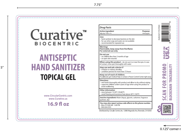 Curative Biocentric Antiseptic Hand Sanitizer 16.9oz or 500mL