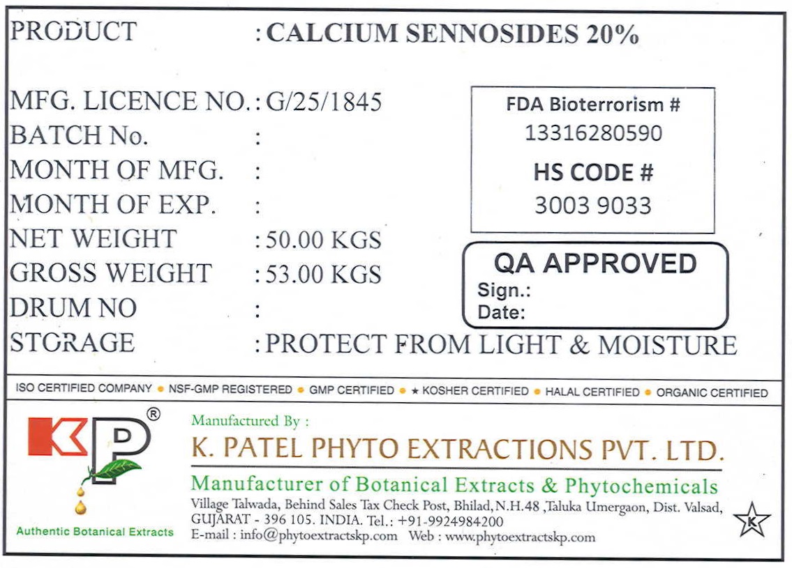 Calcium Sennosides 20%