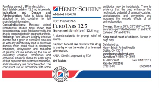 Picture of FuroTabs 12.5 mg 500 tablets label