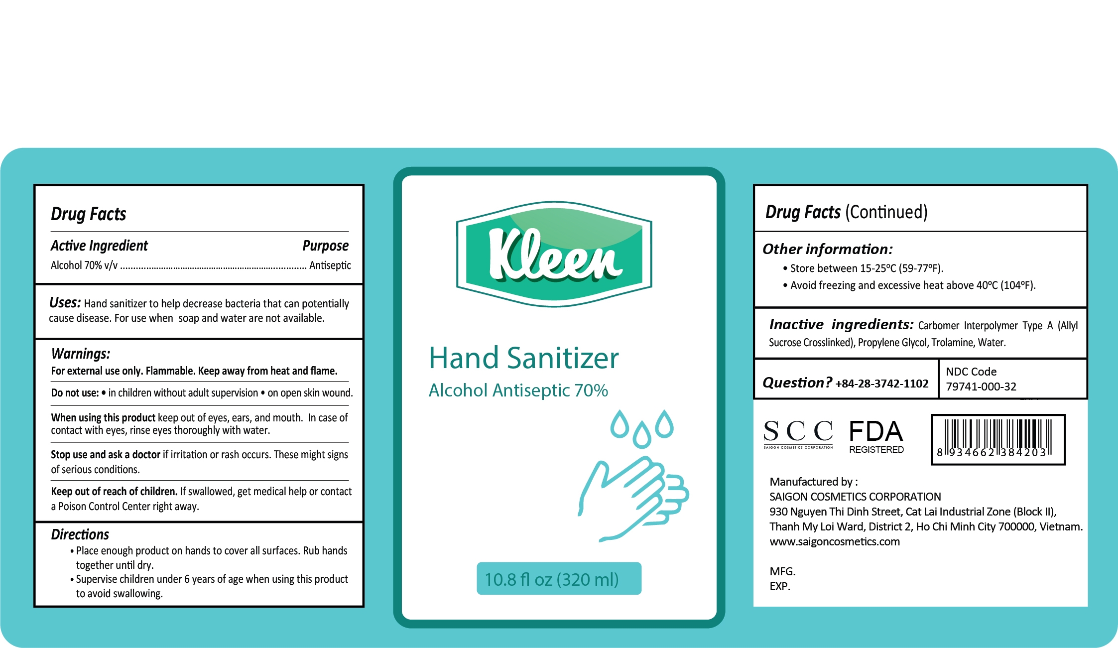 (Label) Kleen Hand Sanitizer 320ml 
