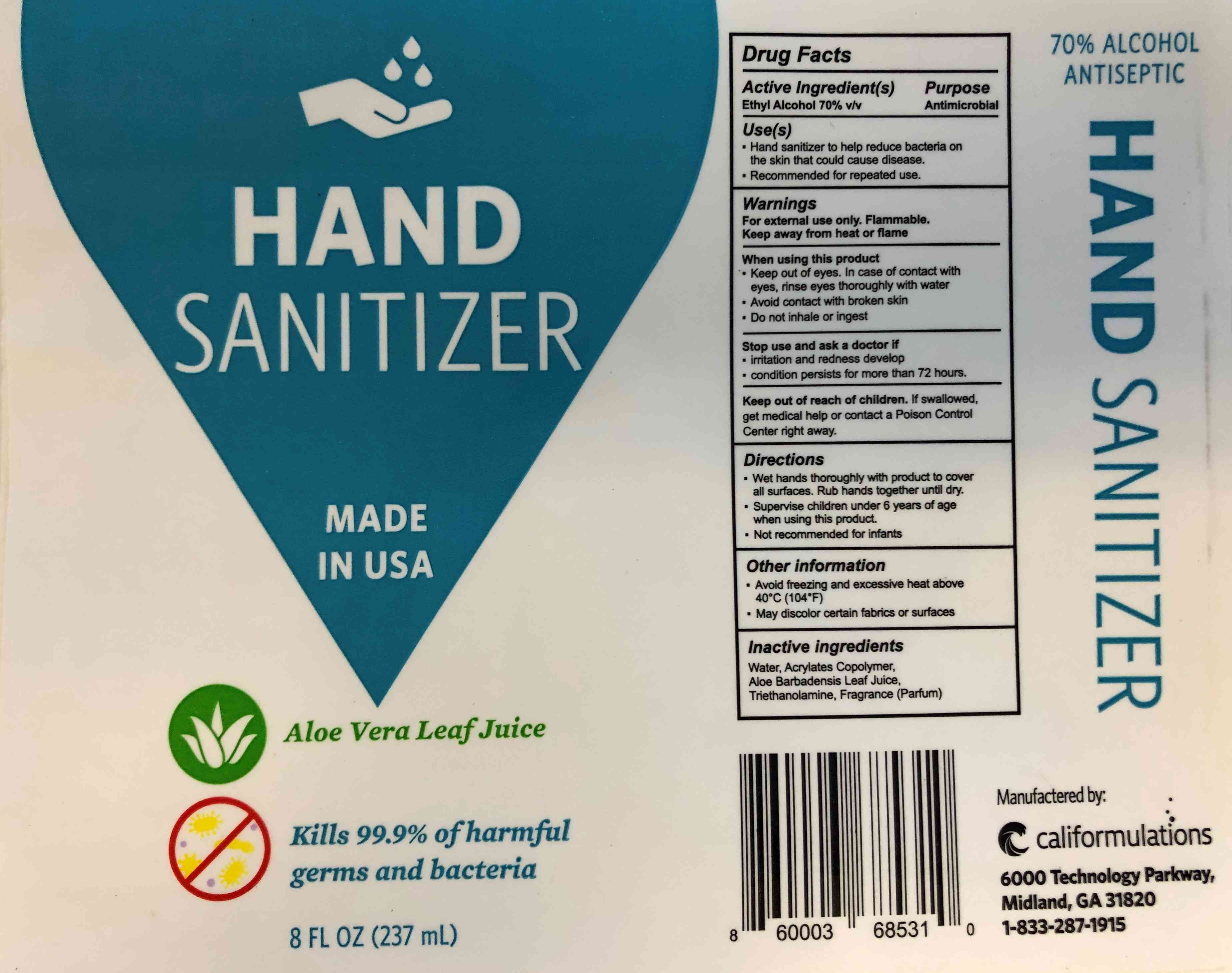 8oz Hand Sanitizer Gel