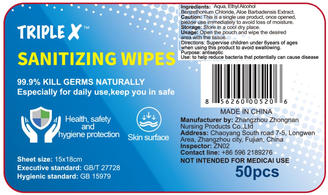 Triple X Sanitizing Wipes