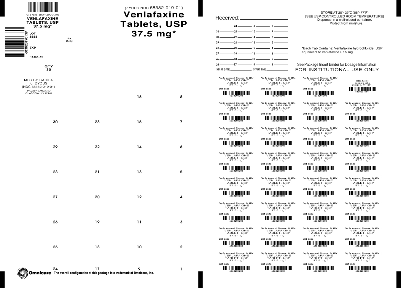 Principal Display Panel-Venlafaxine Tablets, USP 37.5mg