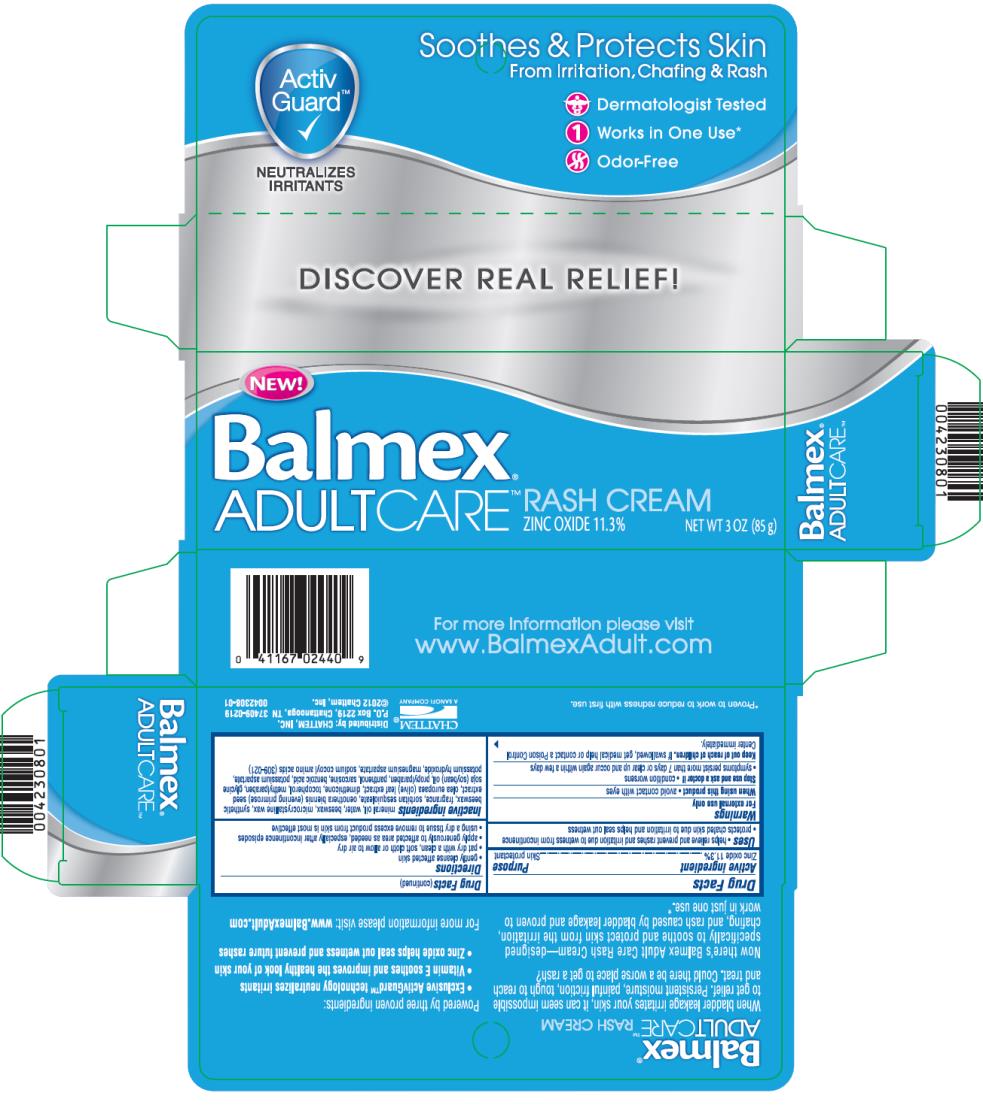 Principal Display Panel
NEW!
Balmex®
ADULT CARE RASH CREAM
ZINC OXIDE 11.3% NEW WT 3 OZ (85G)